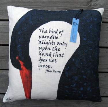 Текстильное искусство под названием "Pillow no 3_Black b…" - Carina Linné, Подлинное произведение искусства, Другой