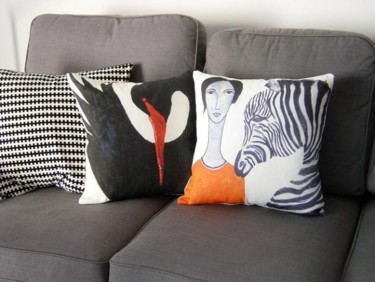 Textile Art titled "Pillows in sofa" by Carina Linné, Original Artwork, Other