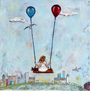 Malerei mit dem Titel "I am flying.jpg" von Carina Linné, Original-Kunstwerk, Acryl