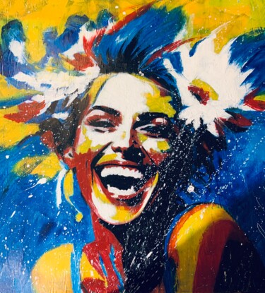 Malerei mit dem Titel "Happiness" von Lino Scerbo, Original-Kunstwerk, Acryl Auf Holzplatte montiert
