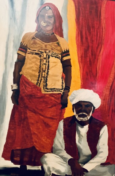 Картина под названием "India" - Lino Scerbo, Подлинное произведение искусства, Масло Установлен на Деревянная панель