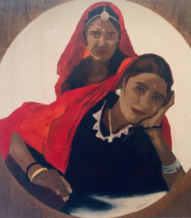 Painting titled "Indian Sister" by Lino Scerbo, Original Artwork, Oil