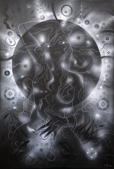 Malerei mit dem Titel "Black Venus" von Lino Di Vinci, Original-Kunstwerk, Acryl