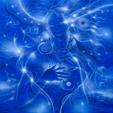 Pintura intitulada "The birth of Blue V…" por Lino Di Vinci, Obras de arte originais, Aerógrafo