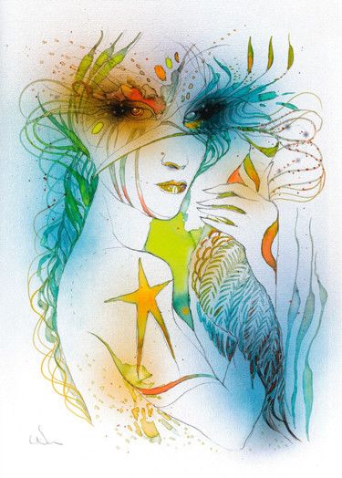 "Femme Oiseau" başlıklı Tablo Lino Di Vinci tarafından, Orijinal sanat, Hava fırçası