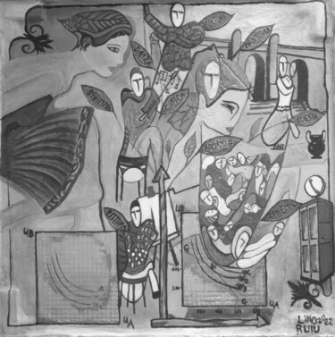 Картина под названием "SINCRETICA (DELLE A…" - Lino Ruiu, Подлинное произведение искусства, Пигменты Установлен на Другая же…