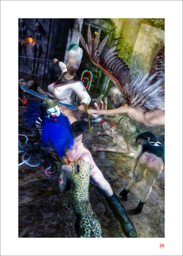 La septieme femme de Barbe Bleue Digitale Künste mit dem Titel "La septieme femme d…" von Lionel Morateur, Original-Kunstwerk, Foto-Montage Auf Aluminium mon…
