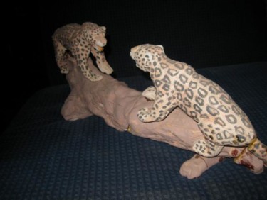 Скульптура под названием "ссора ягуаров" - Lion82, Подлинное произведение искусства, Керамика