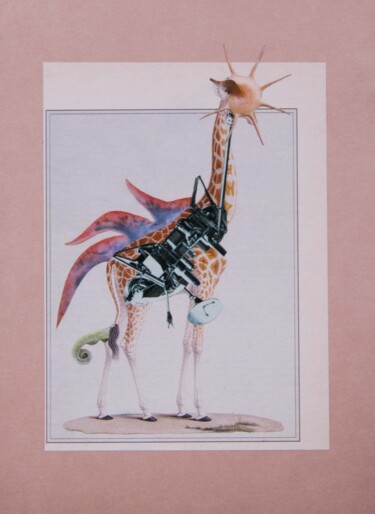 Collagen mit dem Titel "Girafe Nyctalope" von Lioncaresse, Original-Kunstwerk