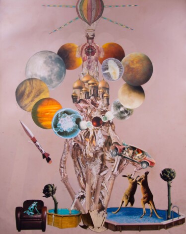 Collages intitulée "Le Détenteur des Rê…" par Lioncaresse, Œuvre d'art originale