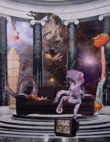 Collages intitulée "Télévision Psychique" par Lioncaresse, Œuvre d'art originale