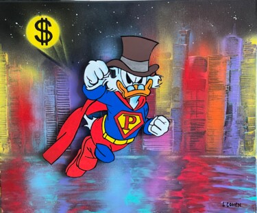 Painting titled "SUPER PICSOU" by Lionel Cohen, Original Artwork, Acrylic Mounted on Wood Stretcher frame