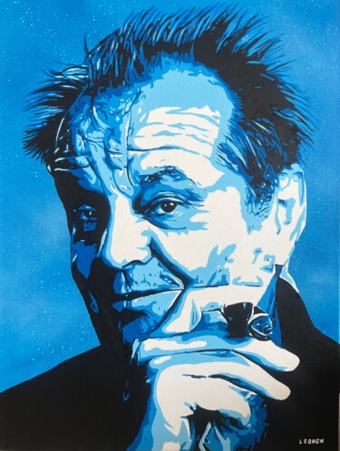 Painting titled "JACK NICHOLSON" by Lionel Cohen, Original Artwork, Acrylic Mounted on Wood Stretcher frame