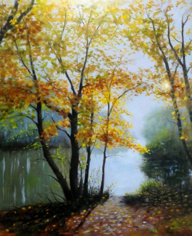 Pintura intitulada "Paysage d'automne" por Lionel Crotet (nel), Obras de arte originais, Óleo