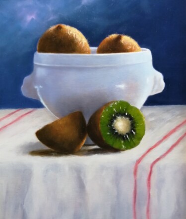 Peinture intitulée "kiwis" par Lionel Crotet (nel), Œuvre d'art originale, Huile