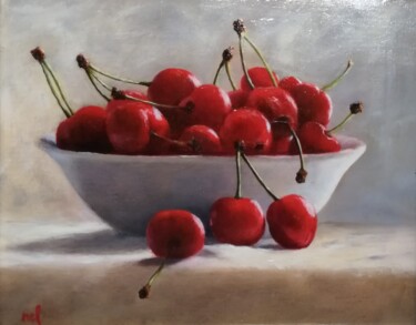 Painting titled "Cerises" by Lionel Crotet (nel), Original Artwork, Oil