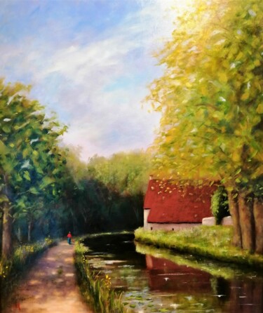 Peinture intitulée "Canal de Berry" par Lionel Crotet (nel), Œuvre d'art originale, Huile