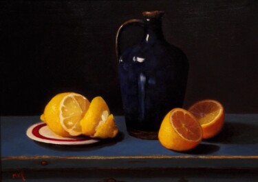 Painting titled "citrons" by Lionel Crotet (nel), Original Artwork, Oil