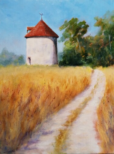 Painting titled "Petit moulin." by Lionel Crotet (nel), Original Artwork, Oil
