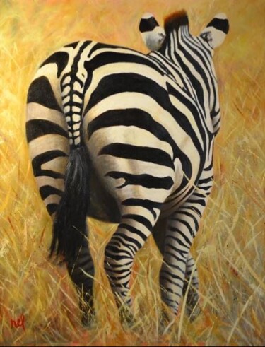 Painting titled "Mirage of Zebra !" by Lionel Crotet (nel), Original Artwork, Oil