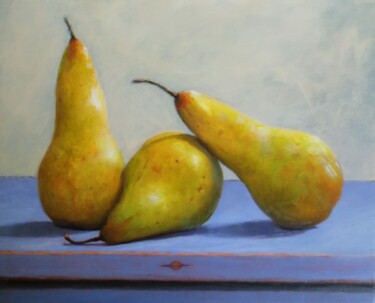 Painting titled "Pear party !" by Lionel Crotet (nel), Original Artwork, Oil