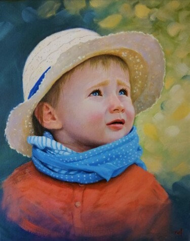Painting titled "Little Girl" by Lionel Crotet (nel), Original Artwork, Oil