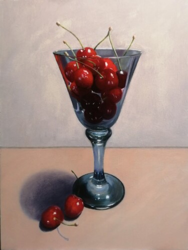 Painting titled "Cherries,chéries." by Lionel Crotet (nel), Original Artwork, Oil