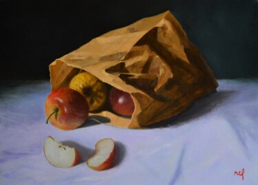 Peinture intitulée "Apple day!" par Lionel Crotet (nel), Œuvre d'art originale, Huile Monté sur Châssis en bois