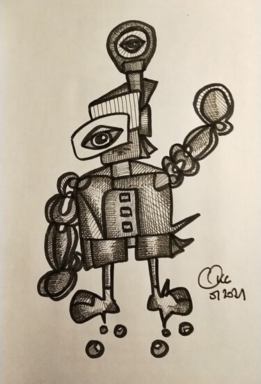 Dibujo titulada "ROBOTIX" por Lionel Hosxe, Obra de arte original, Rotulador