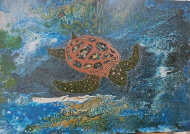 Painting titled "Tortuivre" by Lionel Keita, Original Artwork, Acrylic Mounted on Wood Stretcher frame