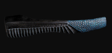 Γλυπτική με τίτλο "Black Fish" από Lionel Le Coq, Αυθεντικά έργα τέχνης, Ξύλο