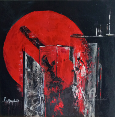 Peinture intitulée "black/red" par Lionel Mallard, Œuvre d'art originale, Huile