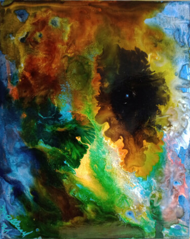 Peinture intitulée "Tête à tête" par Lionel Mallard, Œuvre d'art originale, Peinture vitrail