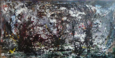 Ζωγραφική με τίτλο "Abstr automne" από Lionel Mallard, Αυθεντικά έργα τέχνης, Βιτρό ζωγραφική Τοποθετήθηκε στο Ξύλινο φορείο…