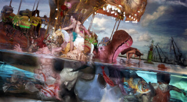 Arts numériques intitulée "Naufrage d'un manèg…" par Lionel Morateur, Œuvre d'art originale, Collage numérique