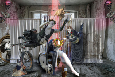 Digitale Kunst getiteld "La pantomime" door Lionel Morateur, Origineel Kunstwerk, Digitale collage