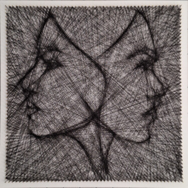 Malarstwo zatytułowany „Woman in Weave” autorstwa Lionel Németh (Lio.N.art), Oryginalna praca, String Art
