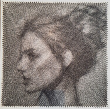 「Woman in Weave - St…」というタイトルの絵画 Lionel Németh (Lio.N.art)によって, オリジナルのアートワーク, ストリングアート