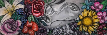 Peinture intitulée "Femme en fleur" par Lionel Griffi, Œuvre d'art originale, Acrylique