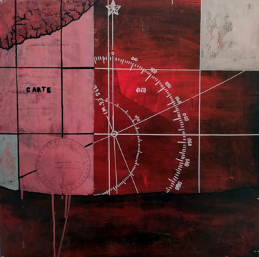 Pittura intitolato "Karte sur bois 1" da Lionel Marchesse, Opera d'arte originale, Acrilico