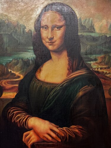 Картина под названием "Mona Lisa ( la joco…" - Liopxp, Подлинное произведение искусства, Масло Установлен на Деревянная рама…