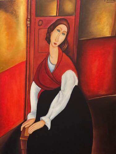 Картина под названием "Le style Modigliani…" - Liopxp, Подлинное произведение искусства, Масло Установлен на Деревянная рама…