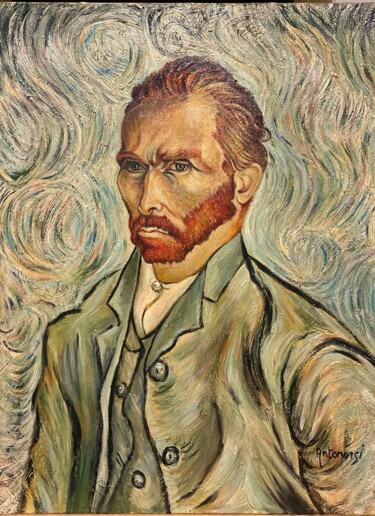 Картина под названием "Van Gogh : autoport…" - Liopxp, Подлинное произведение искусства, Масло Установлен на Деревянная рама…