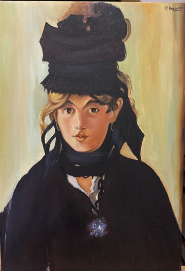 Painting titled "Berthe Morisot( Man…" by Liopxp, Original Artwork, Oil Mounted on Wood Stretcher frame