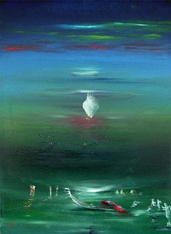 Painting titled " l'ultima  gondola" by Giuseppe Liotta, Original Artwork