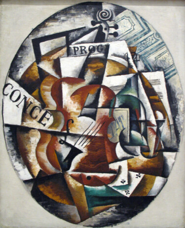 Schilderij getiteld "Le violon" door Lioubov Popova, Origineel Kunstwerk, Olie