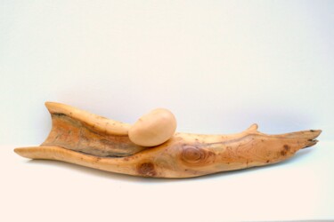 Sculpture titled "" Listening "" by Liquette-Gorbach, Original Artwork, Wood