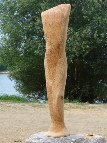 Skulptur mit dem Titel "The androgynous" von Liquette-Gorbach, Original-Kunstwerk, Holz