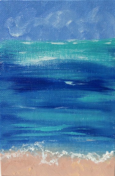 Seascape small canvas art Painting titled "Seascape small canv…" by Olga Ivanova, Original Art, Oil Mounted on Cardboard