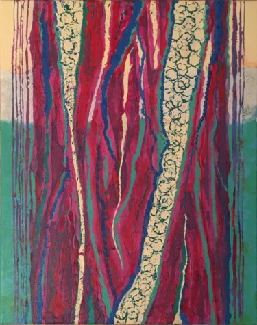 Painting titled "Trees #2" by Lisa Trevino, Original Artwork, Acrylic Mounted on Wood Stretcher frame